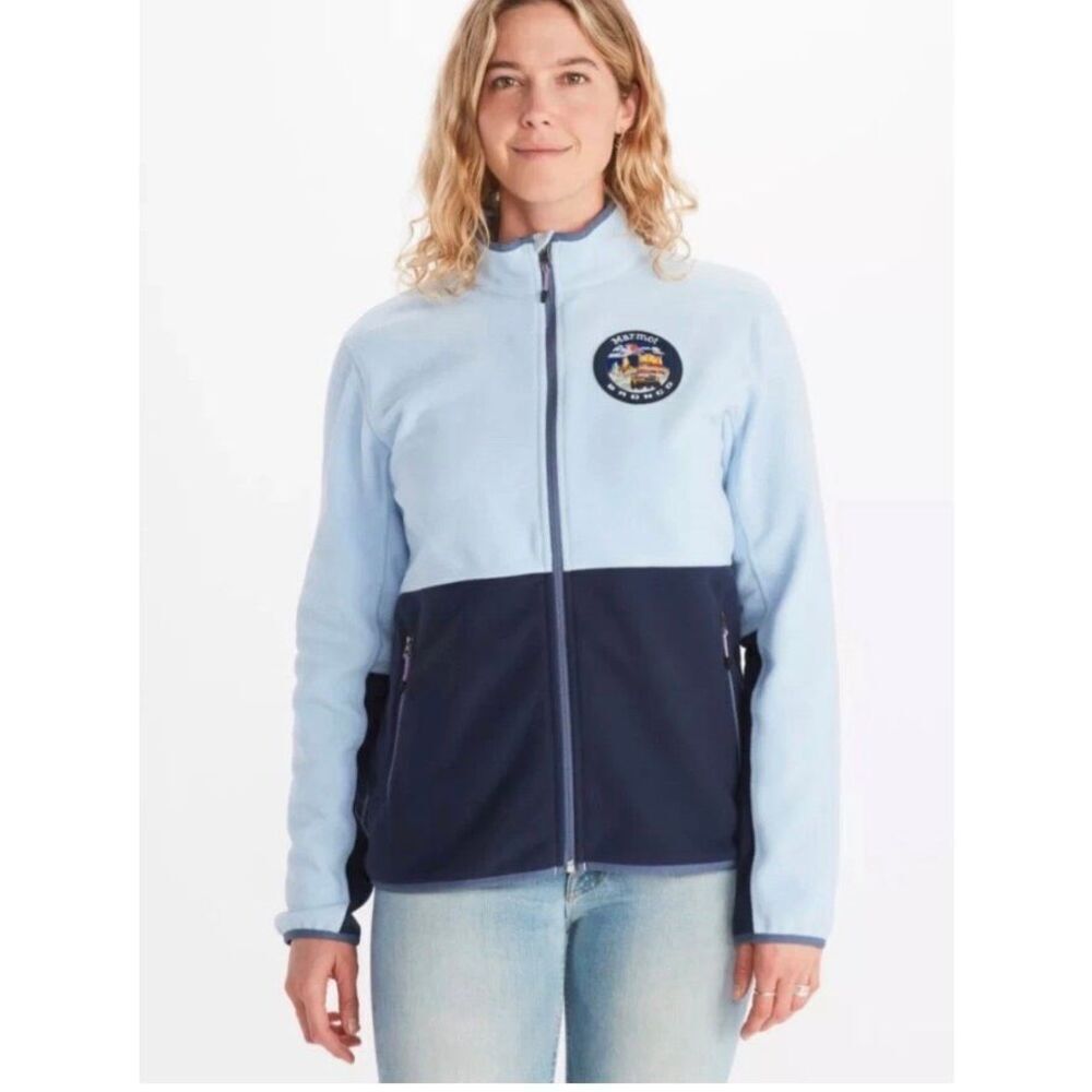 Marmot x Ford Bronco Rocklin Womens Blue Full Zip Fleece Jacket Size Medium EUC